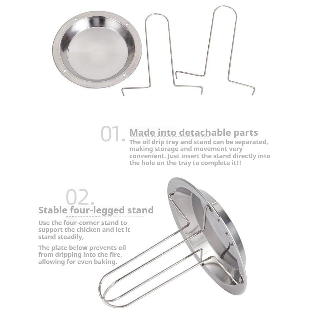 Stainless Steel Vertical Chicken Roaster Stand with Drip Tray Oven Grill Tools for Roasting Chicken Turkey Duck Kitchen Supplies