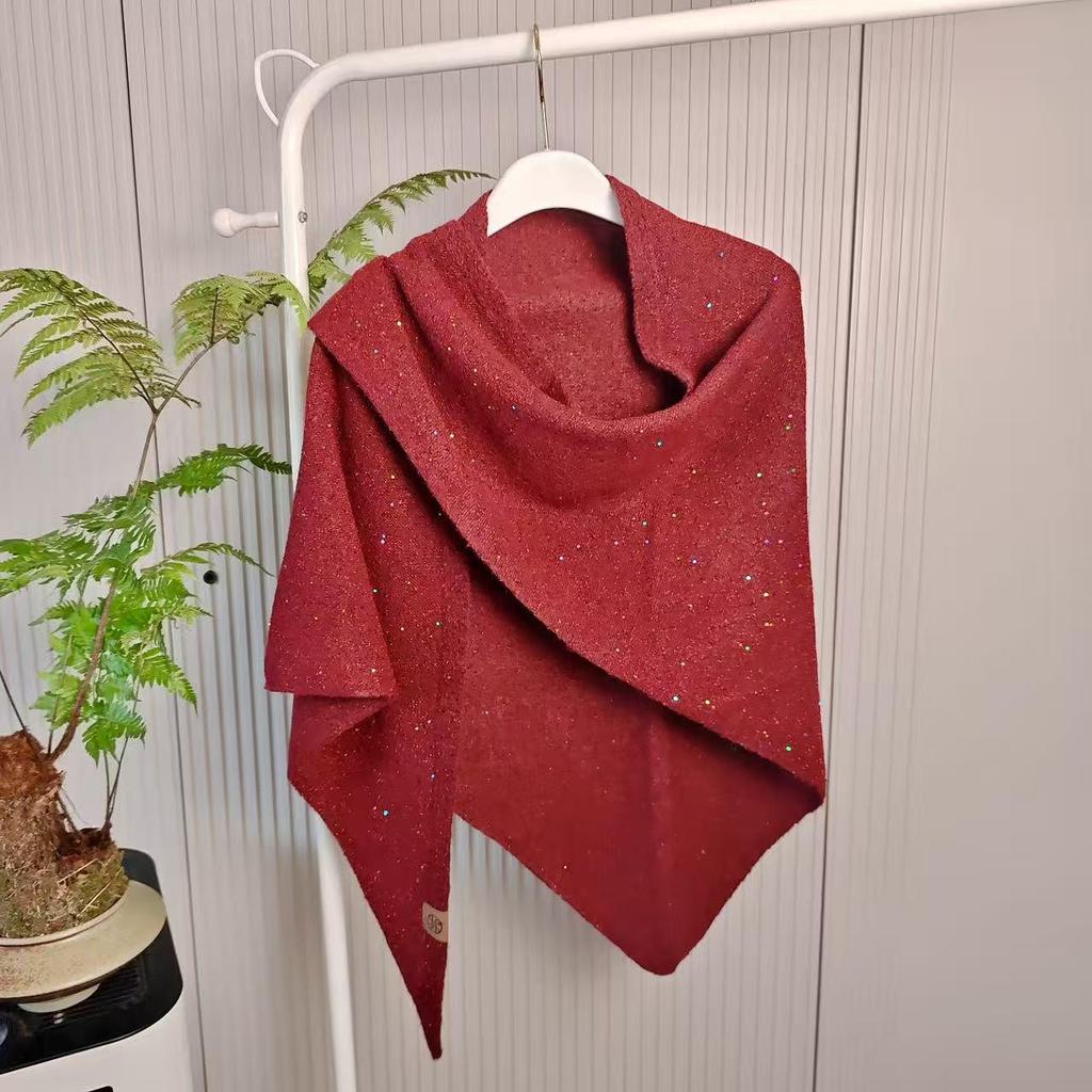 Korean-Style Women's Triangle Wool Blend Scarf Shawl - Autumn/Winter Neck Warmer