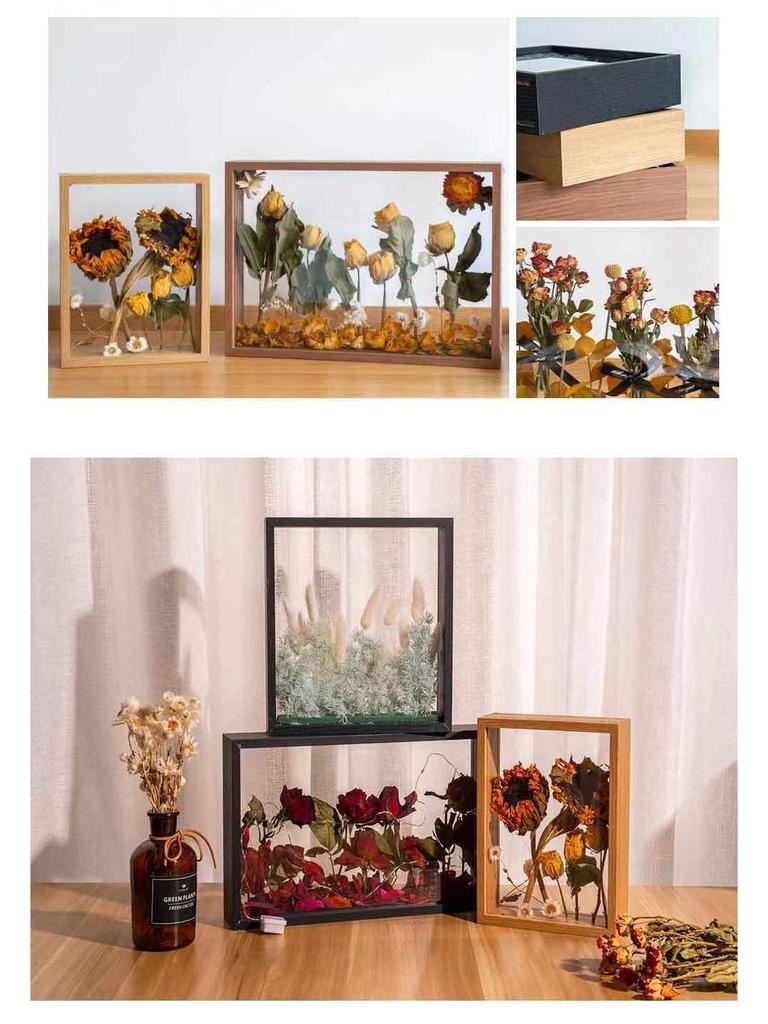 Modern Minimalist DIY Preserved Flower Mirror Frame - Decorative Hollow Picture and Dry Flower Display Stand