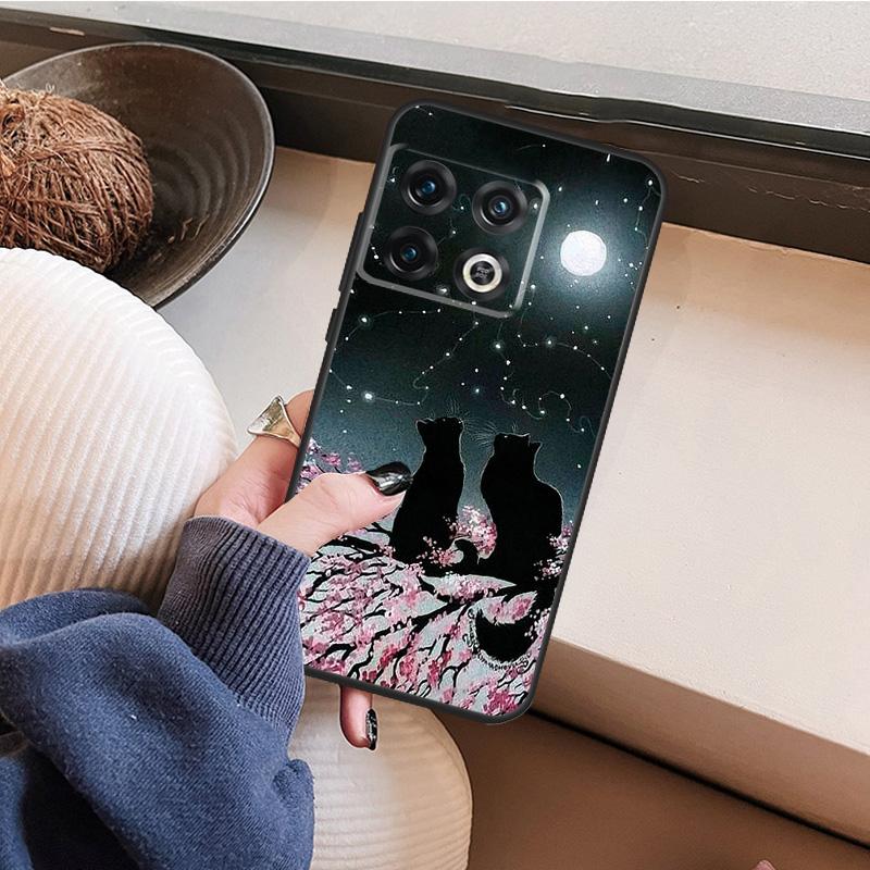 BLACK CUTE KITTY Case For OnePlus 10T 10R 8T 12R 13R 13s 13 12 11 9 10 Pro Nord 5 CE 2 3 4 Lite N20 N30 Cover