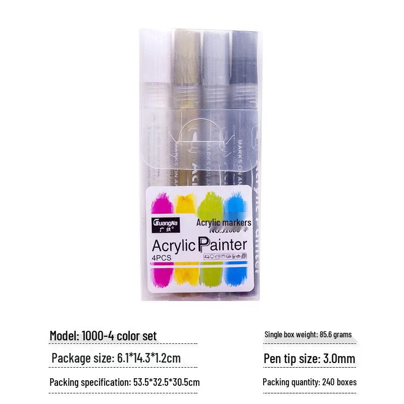 Guangna 1000 Acrylic Markers, 48 Washable Colors for Ceramic, Stone Painting, Graffiti, Water-Based Pens