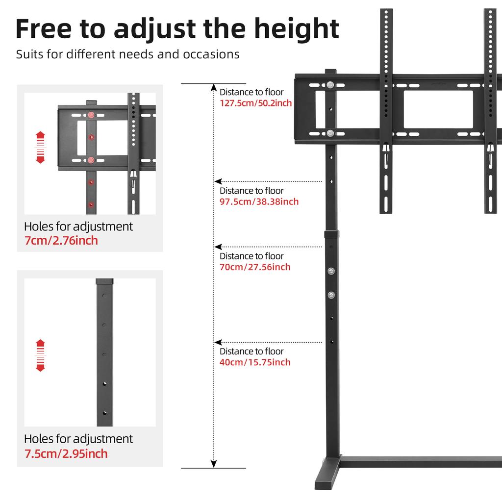 Heavy Duty TV Floor Stand High Adjustable Universal for 32-86 Inches