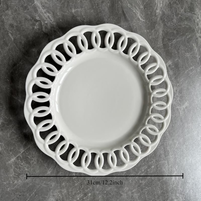 Ceramic Hollowed Out Western Dining Plate Serving Plate Restaurant Appetizers Tableware Fruit Cake Dim Sum Plates Tableware