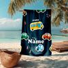 Custom Name Ultra-Soft Beach Towel with Cute Cars Theme,Ideal for Pool - Camping, Diving - Perfect Travel Essential, Vibrant Beach Towel.