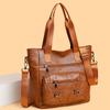 Mehrschichtige Damentasche, Modische und Vielseitige Tote Bag aus Weichem Leder, Lässige und Retro Umhängetasche