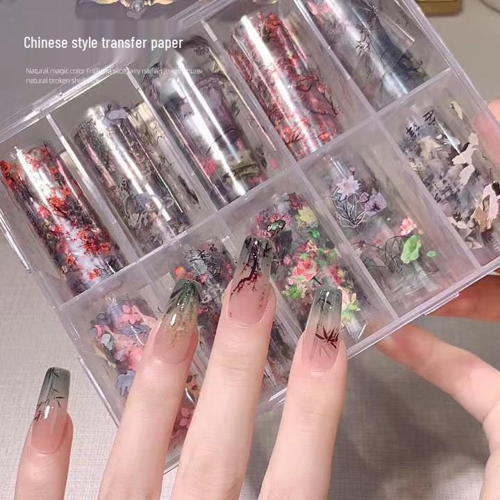 

Nail Art Transfer Set: 10 Mixed Floral Designs with Tulips, Peach Blossoms & Hearts Stickers