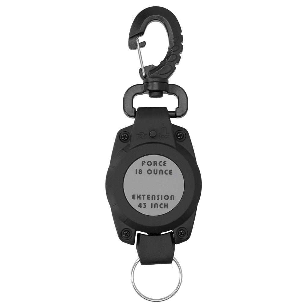 Black Retractable Keychain Telescopic Carabiner Holder AntiLost Diving Hook Key Ring