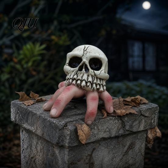 Simulated Bone Texture Decor Skull Finger Ornament, Resin Carving Halloween Decoration, Lifelike Horror Party Decoration Scary Dark