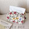 1pcs Floral Embroidered Fabric Tissue Box Decorative Desktop Tissue Organizer for Home Bedroom & Living Room