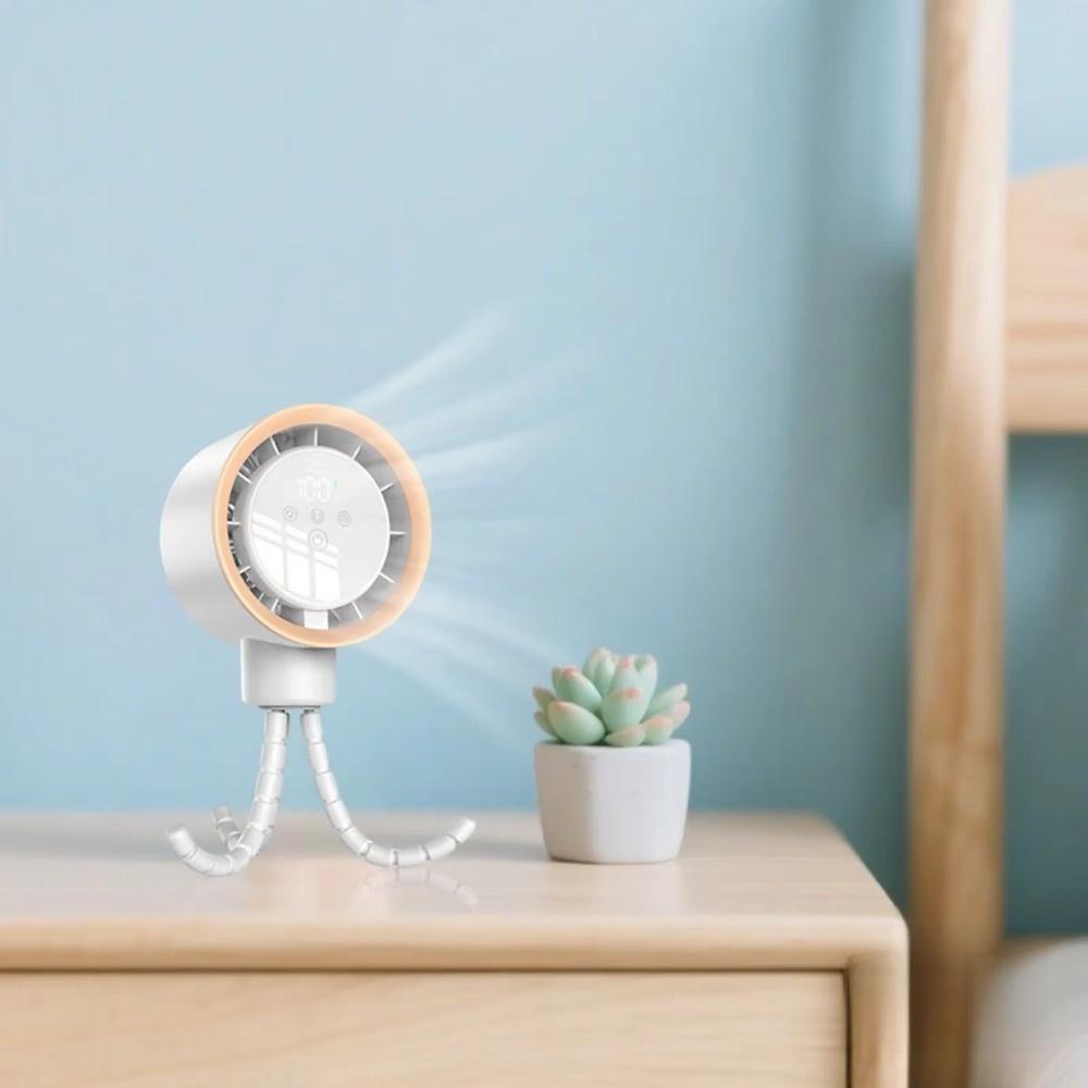 Intelligent Digital Display Octopus Stroller Fan USB Charging Rechargeable Fan for Desktop Use
