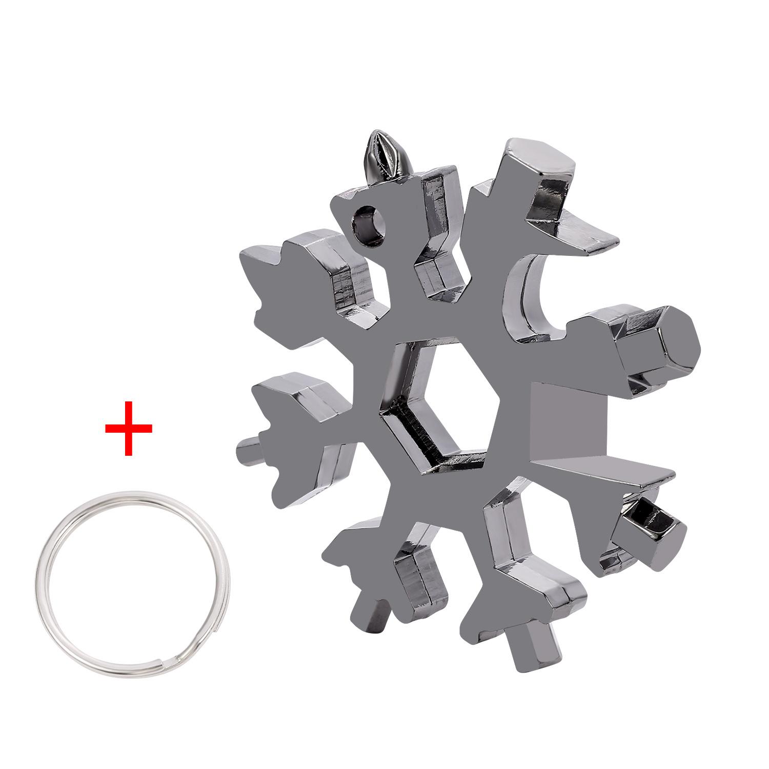 

Портативный 18 в 1 мини-снежинка, многокарманный гаечный ключ, шестигранный ключ, многоцелевой лагерь, выживание на открытом воздухе, поход, брелок для ключей чёрный