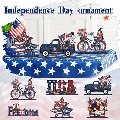 Independence Day Wooden Ornament Wooden Crafts Scene Setting Tabletop Ornament Decorations