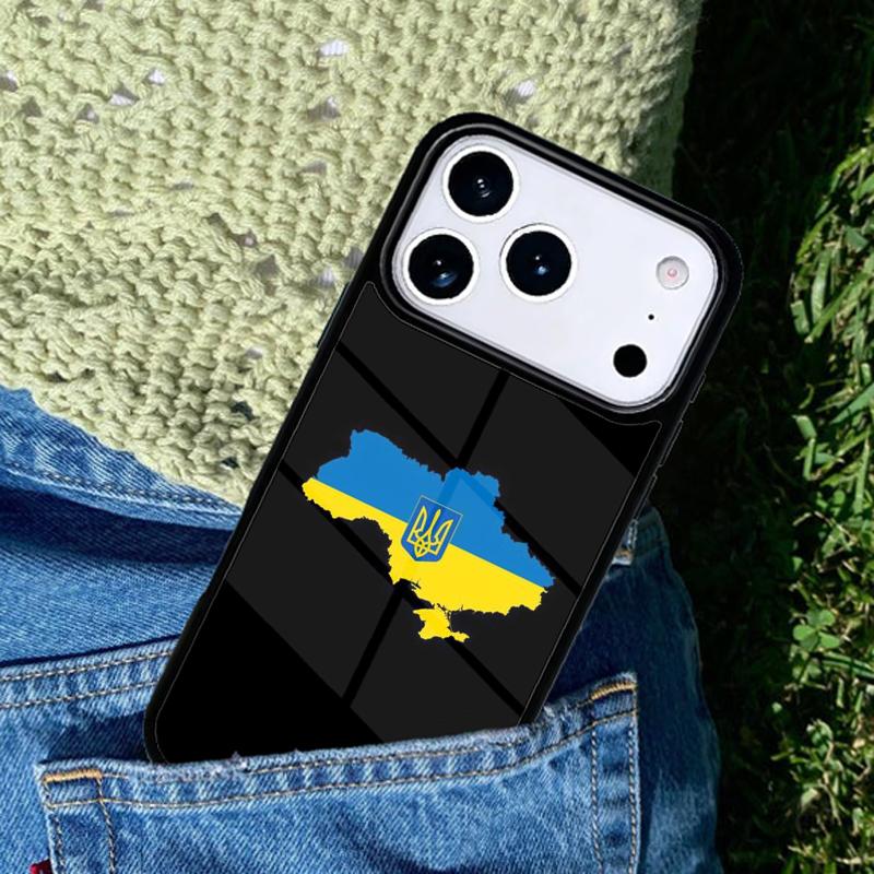 Love Sign with Flag of U_krain_e Ukrainian Phone Case For iPhone 17 AIR 16 Pro Max 15 14 Pro 11 12 13 Shockproof Silicone Cover