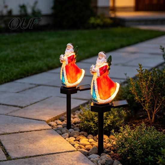Weather Resistant Garden Night Lights Christmas Solar Stake Lights, Santa Claus Figurine Lamp, Waterproof Outdoor Holiday Lighting for Landscape Light