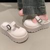 Height-increasing Thick-soled Bag Head Half Slippers Women's Outer Wear 2025 Spring and Summer New Super Fire French Mary Jane Cool Slippers Muffin