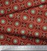 Soimoi Red Japan Crepe Satin Fabric Mandala Geometric Print Fabric by the Metre 42 Inch