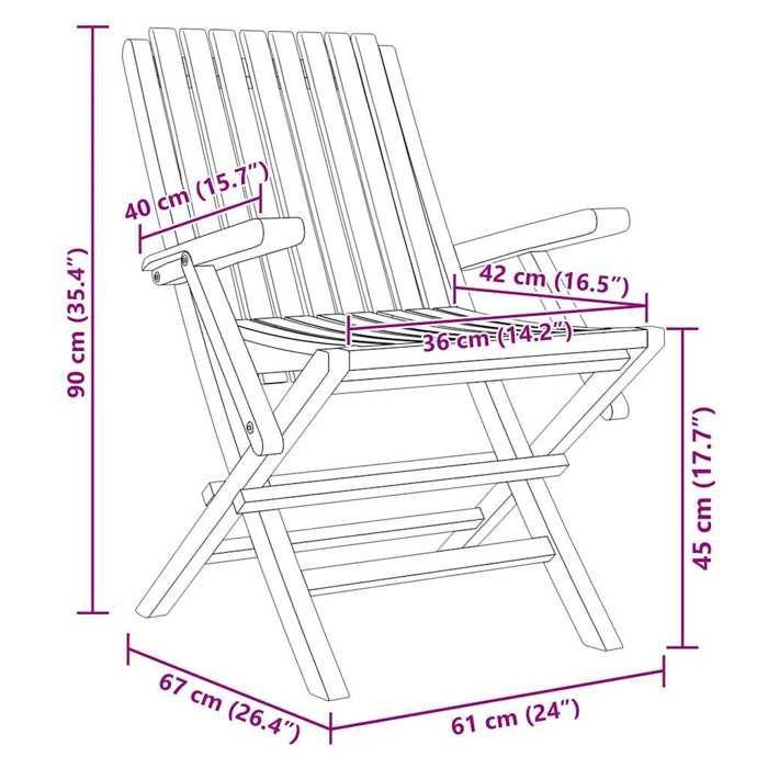 VidaXL Chaises de jardin pliantes 2 pcs 61x67x90 cm bois massif teck 362758