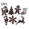 Easy Install Christmas Entryway Decor 7Pcs Wooden Silhouette Lights with Warm Backlight, LED Reindeer Lighted Winter Scene for Living Room Santa