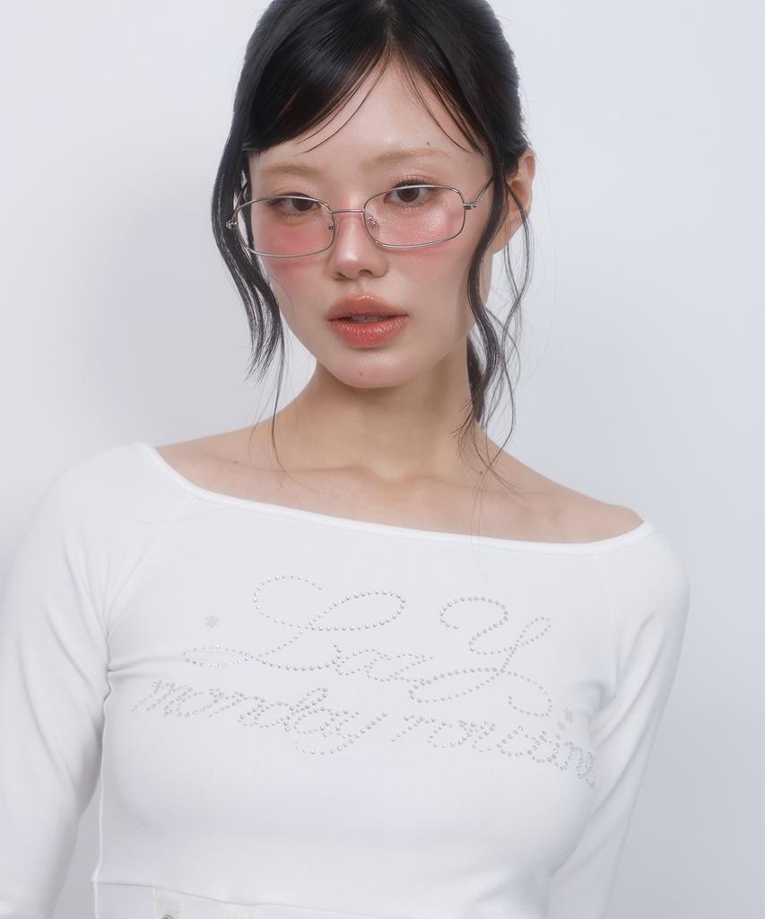 LMR Hot Fix Eyelet Boat Neck T-Shirt White