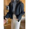 Korean Style Autumn/Winter Solid Color V-Neck Loose Wool Coat