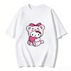Summer Hello Kitty Cartoon Printed Short Sleeve Pure Cotton Tshirt Womens Family Matching Outfits Classic Fashion Tee Top