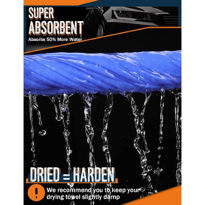 Premium Absorbent Car Drying Chamois Cloth Shammy Towel, 26''X17'' Large, Reusable For Vehicle, Bathroom, Dust Remove, No Spots/Streak/Scratch, Blue