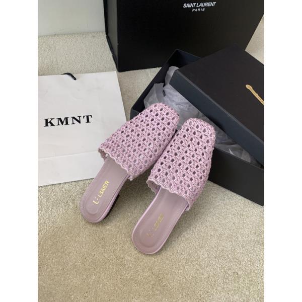 Fashion Slippers Casual Shoes Low Slides Fretwork Heels Slipers Women Luxury Soft Flat Summer 2025 Leisure Fashion Fabric Rubber PU
