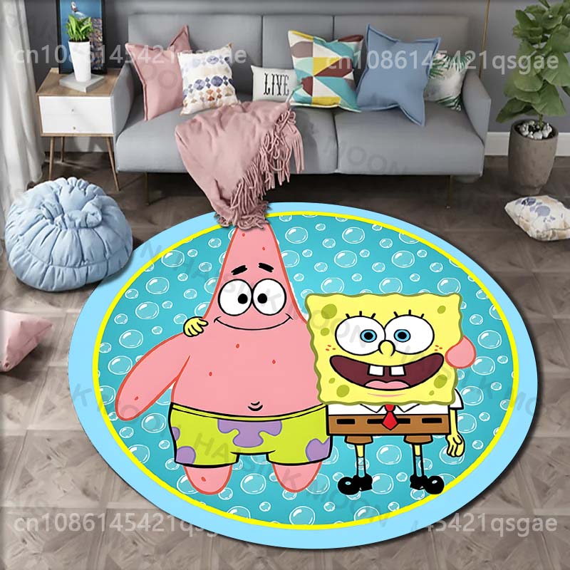 

Cartoon SpongeBob SquarePants Print Round Carpet for Living Room Bedroom Table and Chair Sofa Home Decor Area Rug Luxury Gift 60cm