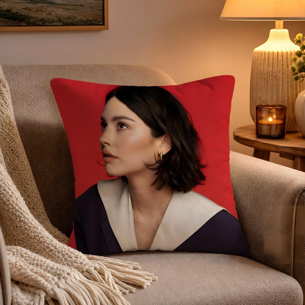 Hot Singer GGracie Abrams Pillow Case Soft Plush Cushion Cover Double Print and Invisible Zipper for Sofa Home Car Use
