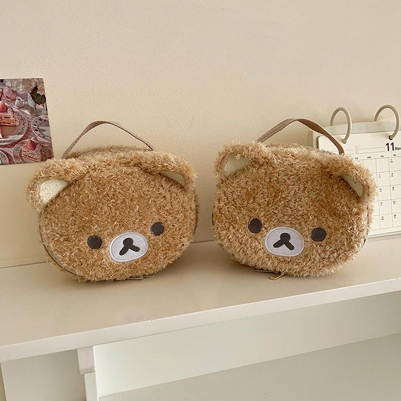 Kawaii Cartoon Cute Little Bear Makeup Bag Portable Storage Bag Simple Creative Toilet Bag  Large Capacity Cosmetic Bag