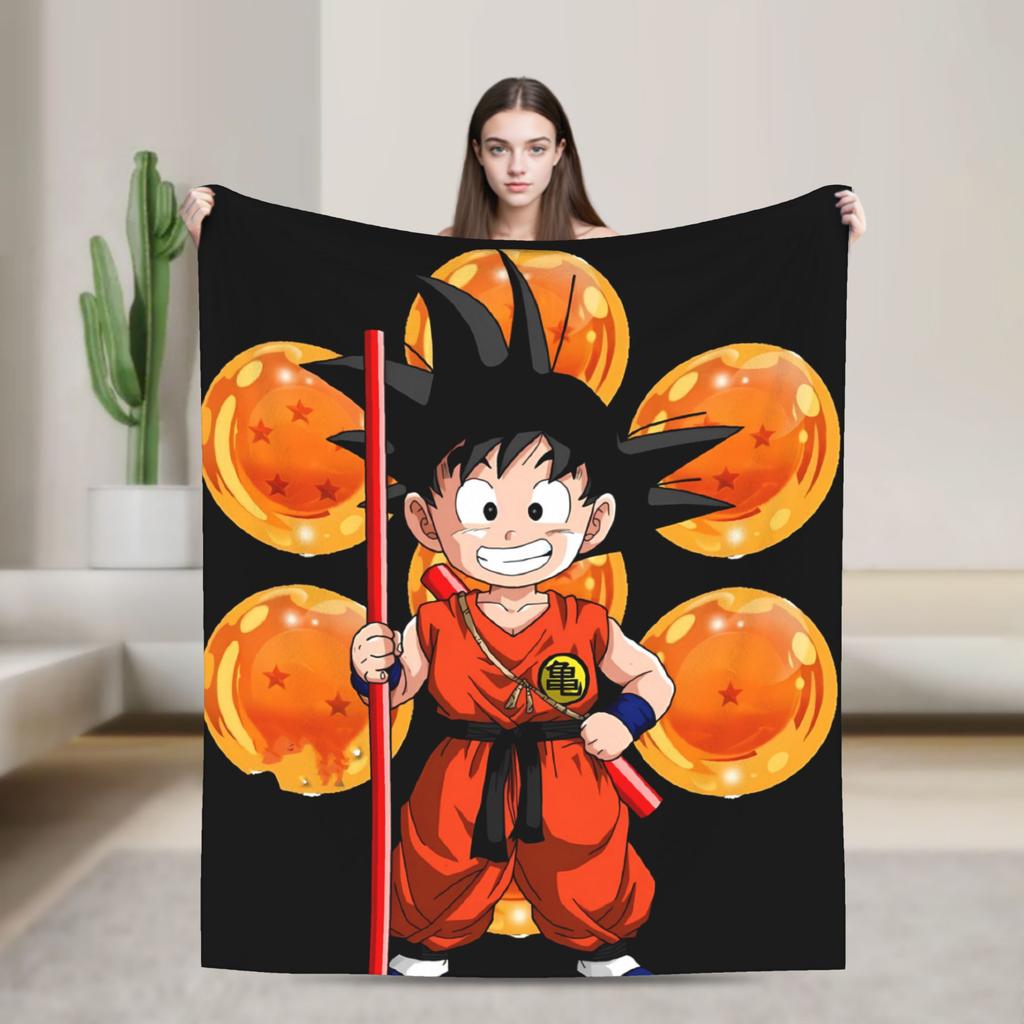 Black White Goku Dragon Ball Flannel Blanket Soft Durable Bedding Throws For Couch Bed Picnic Bedspread Sofa Bed Cover