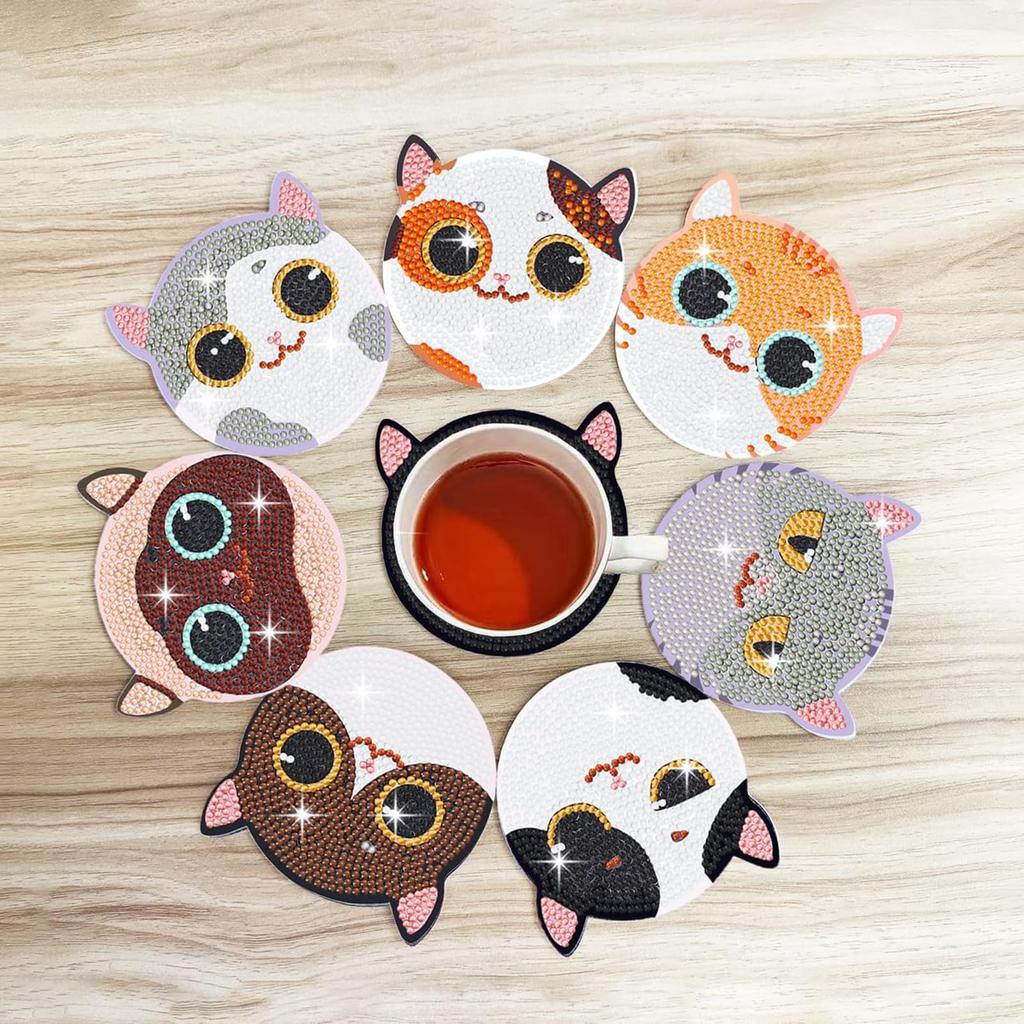 ELECTRO-WEIDEWORLD Diamond Art Coaster Kit, Bead Art, Diamond Art Set, DIY Diamond Painting, 5D Diamond Painting Kit with Holder, Coaster Craft Kit,