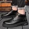 Casual Comfortable Men Footwear Leather Stylish Mens Leisure Boots 2024 Luxury Ankle Boots Lace-Up Warm Plush Fur Winter Boots