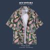 Floral Print Short-sleeved Shirt Beach Suit Summer Lightweight Couple Casual Loose Shorts
