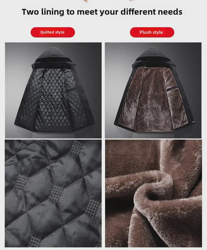 Men's Hooded Winter Cotton Coat: Warm, Thickened, Versatile, Medium-Long Jacket for Middle-Aged & Elderly