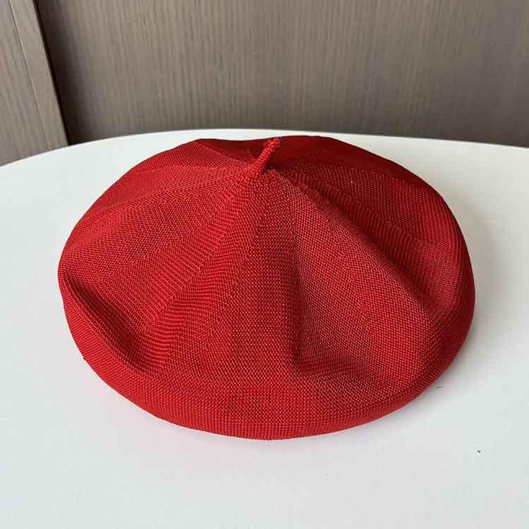 Fashion Versatile Black Painter Hat Women's Knitted Ice Silk Breathable Solid Color Pumpkin Hat Thin Summer Beret