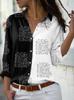 Manufacturer 1116 New Fashion Small Flower Printing Lapel Long Sleeve Shirt Women