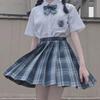 Gentle Blade Authentic JK Uniform: Plaid Pleated Skirt & College Style Short Shirt Set