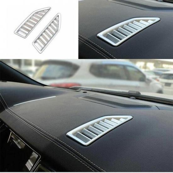 Dashboard Upper Matte Silver 2PCS Air Outlet Vent Trim For Ford Ranger 2015-