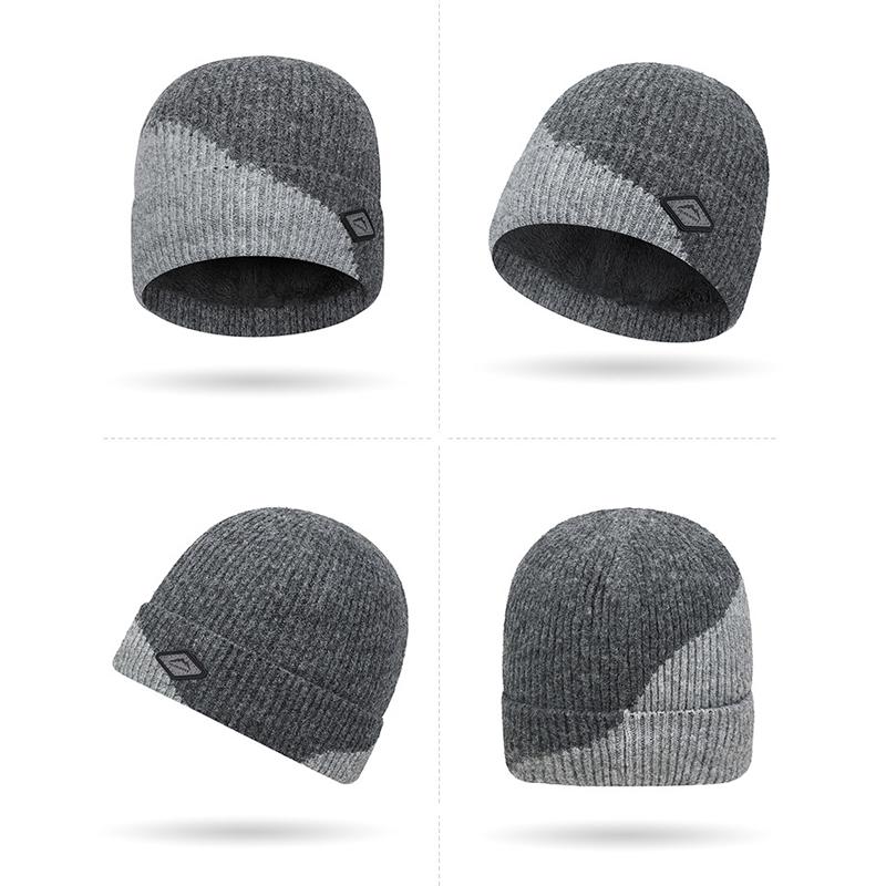 Winter Color Matching Wool Warm Thick Knitted Hat Men's Outdoor Riding Cold-Proof Ear Protection Wool Hat Two-Piece Set