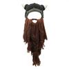 Handmade Knit Wig Beard Hats Horn Hat Big Beard Mask Hat Funny Viking Beard Beanie  Men and Women