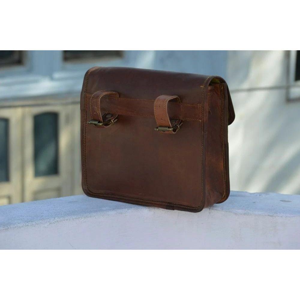 1 Side Pouch Motorcycle Side Brown Leather Pouch Saddlebags Saddle Panniers Bag