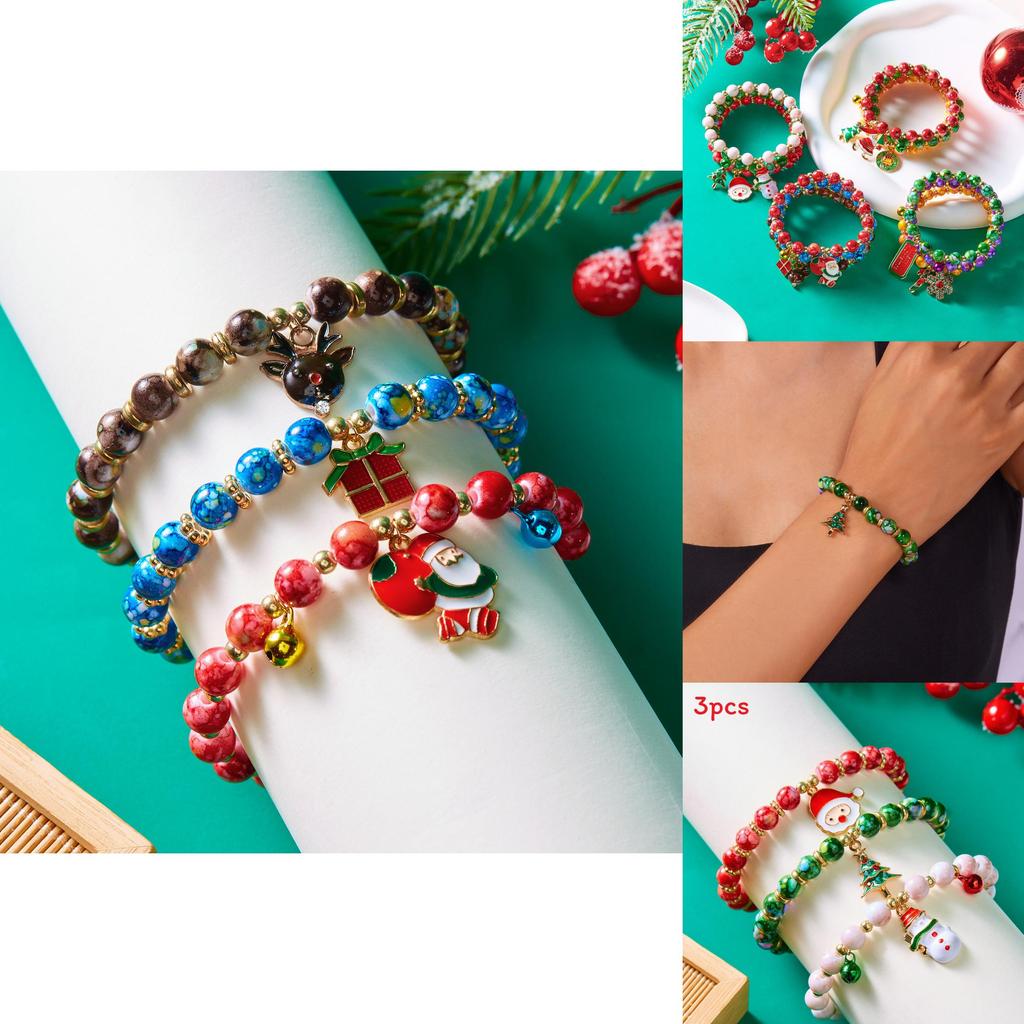 Christmas Charm Bracelets For Women Snowflake Santa Claus Holiday Accessory