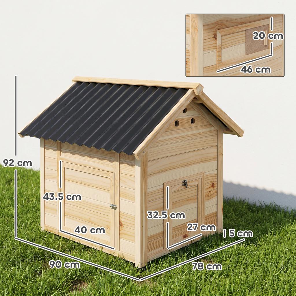 Outdoor Duck House with Ramp, Removable Bottom and Ventilation Holes, 78x90x92 cm, Wood