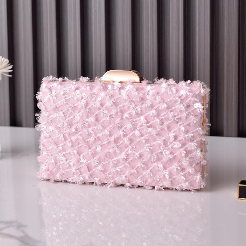Sequin Women's Shoulder Bag with Chains Blue Elegant Designer Luxury Bag Wedding Clutch Square Brand Purse and Handbag Lattices