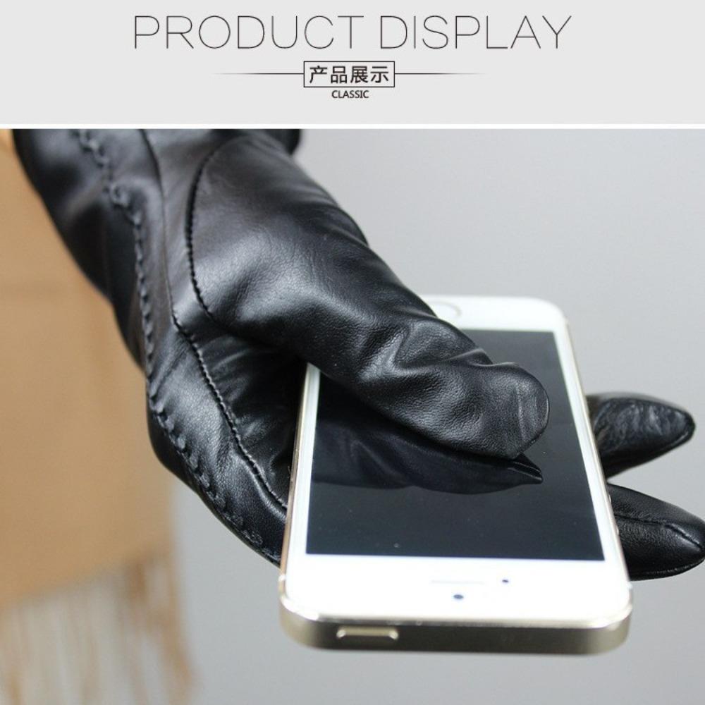Real sheepskin gloves women's winter riding warm women's touch screen winter skiing cold-proof leather gloves