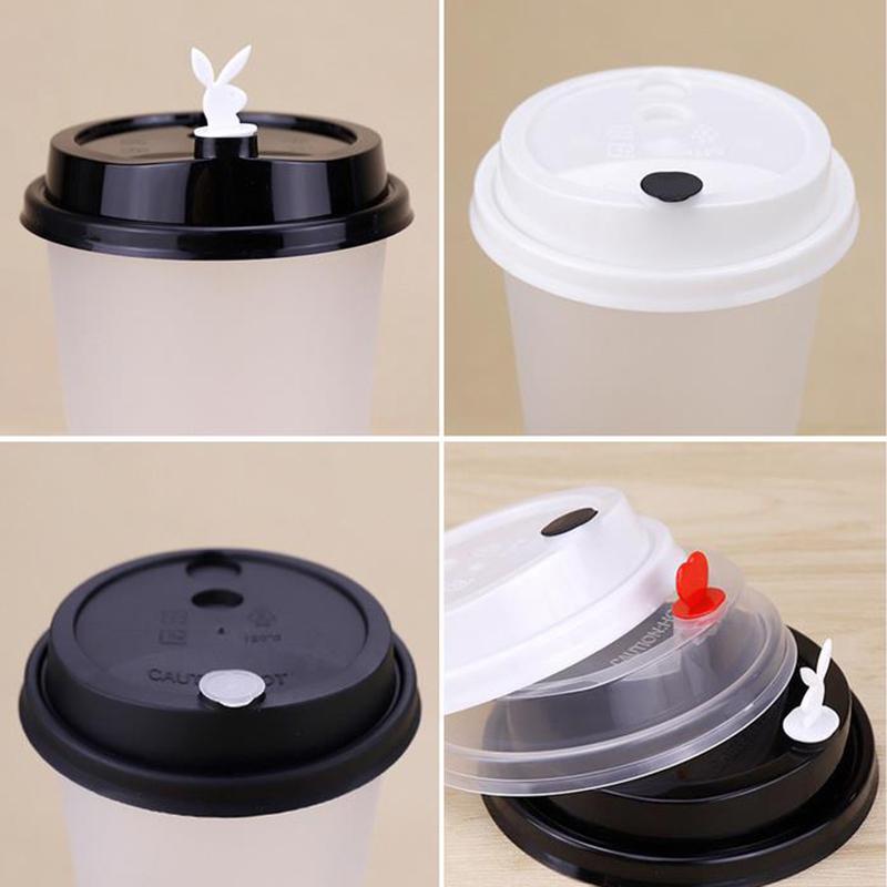 Disposable Coffee Cup Lids Stoppers Injection Caps Heart-Shaped Circle Plug Takeaway Packing Milk Tea Cups Leak Proof Plug