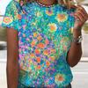 3D Printed Colorful Round Neck Short Sleeved Women's T-shirts