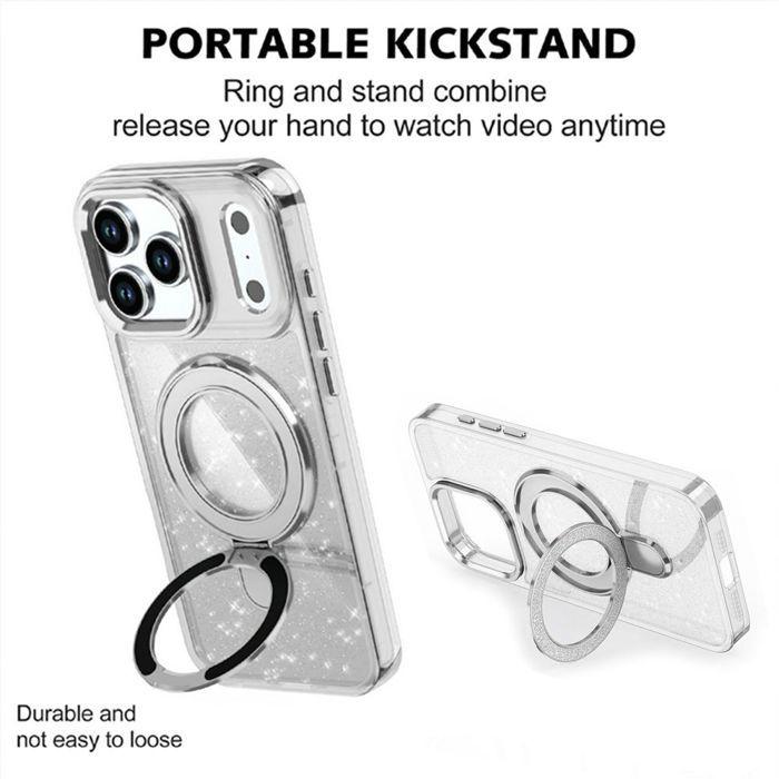 Coque de Téléphone - BOOLING - pour iPhone 17 Pro - Silicone et PC - Transparent - Anneau Magnétique