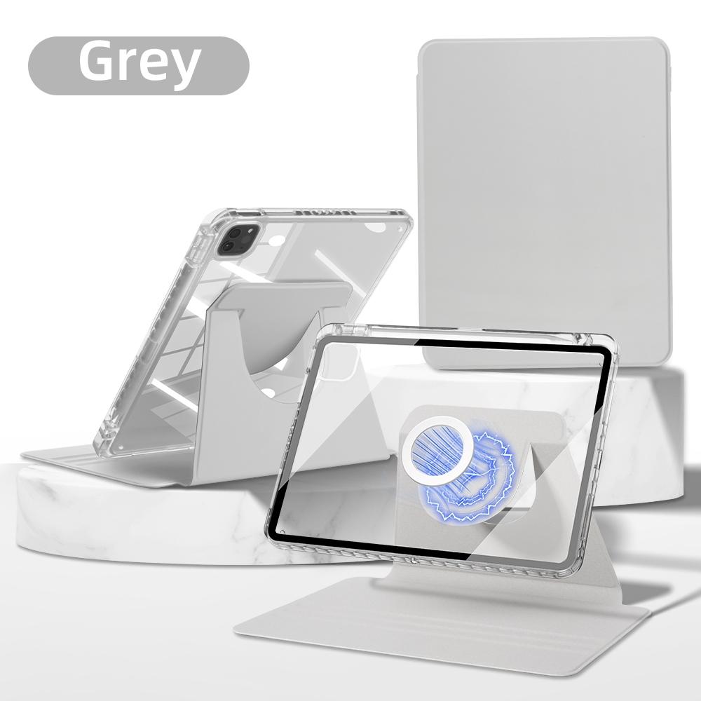 

Чехол-вращение для iPad 11th Air 6th 11 M2 M3 Pro M4 13 2024 Gen 9th 8th 7th 10.2 Air4th Air5th10th 10.9 Mini 7 8.3 Прозрачный с отделением для ручки 10th 10.9 /11th Gen 11 A16 серый